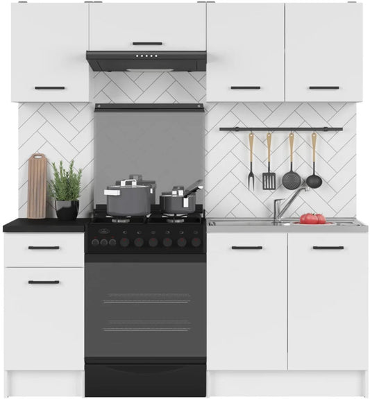 Sara Line 180 cm Kitchen Set – Modern White Cabinets