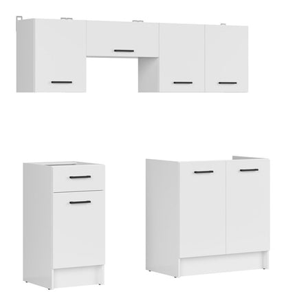 Sara Line 180 cm Kitchen Set – Modern White Cabinets