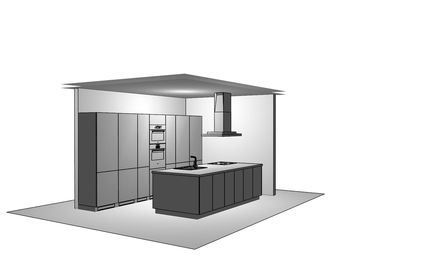 Kitchen with Island - Iris graphite Model in Flat-Pack