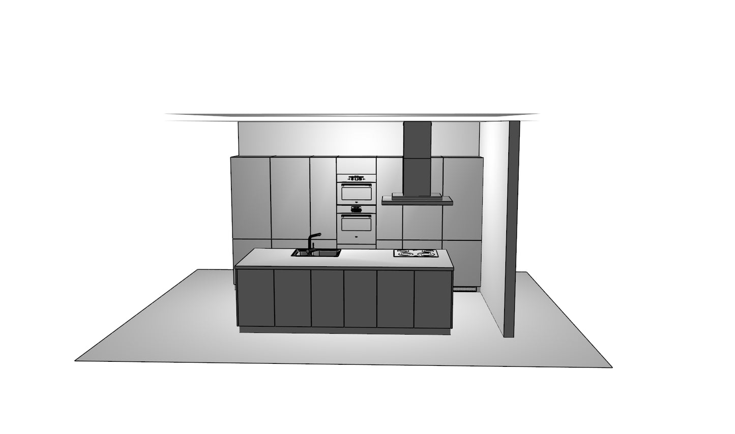 Kitchen with Island - Iris graphite Model in Flat-Pack