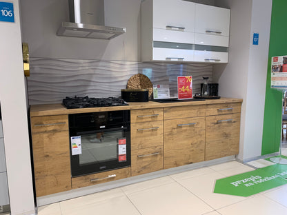 Family Line Hamper & Top Line Straight Kitchen Furniture Set 255 cm – Modern Minimalist Modular Run (With Worktop & Handles)