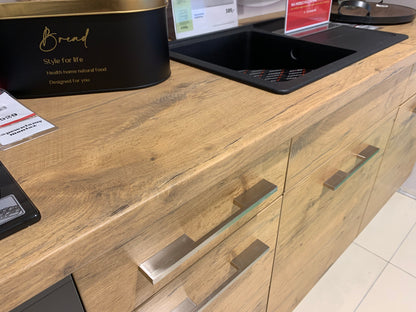 Family Line Hamper & Top Line Straight Kitchen Furniture Set 255 cm – Modern Minimalist Modular Run (With Worktop & Handles)