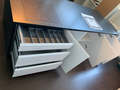 Expo 42 Sole Modern White Kitchen with Cooking Island – Showroom Model (Flat-Pack Assembly Kit)