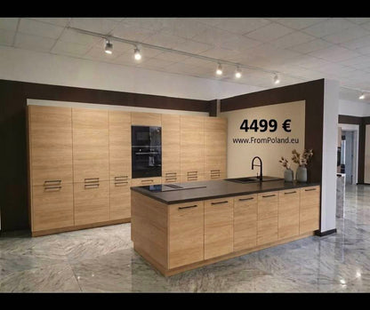 Kitchen with Island - Hikora oak in Flat-Pack