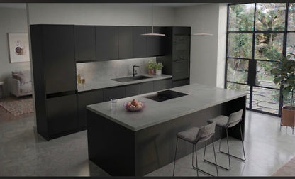 Kitchen with Island - Black in Flat-Pack