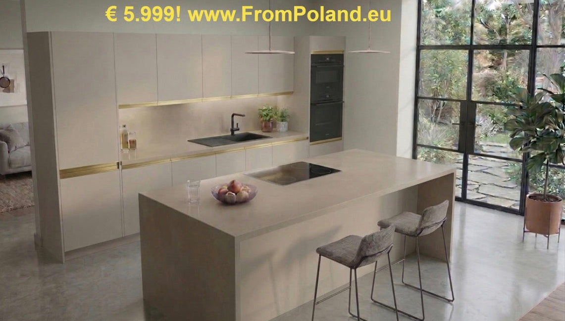 Kitchen with Island - cashmere in Flat-Pack