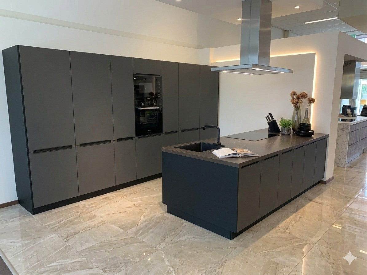 Kitchen with Island - Iris graphite Model in Flat-Pack