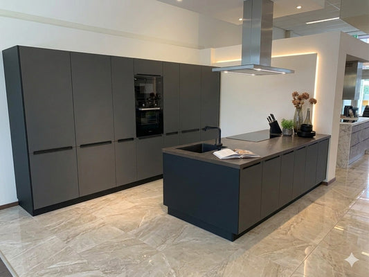 Kitchen with Island - Iris graphite Model in Flat-Pack