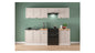 Junona Line Kitchen Furniture Set 240 cm – White / Uni Cashmere with Craft Gold Oak Worktop and sink
