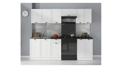 Junona Line Kitchen Furniture Set 240 cm – White with Worktop and Sink