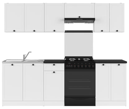 Junona Line Kitchen Furniture Set 240 cm – White with Worktop and Sink