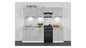 Junona Line Kitchen Furniture Set 240 cm – Light Grey Gloss with Craft Gold Oak Worktop and sink