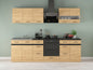 Junona Line Kitchen Furniture Set 260 cm – Bernstein Oak with Metallic Slate Worktop and sink