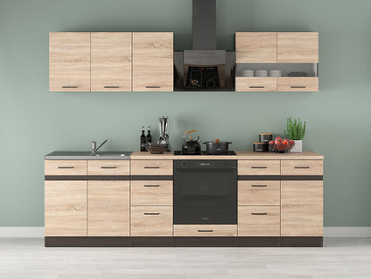 Junona Line Kitchen Furniture Set 260 cm – Sonoma Oak/Wenge with worktop and sink