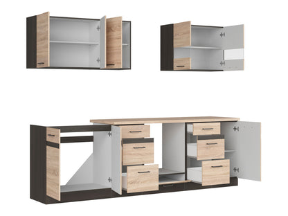 Junona Line Kitchen Furniture Set 260 cm – Sonoma Oak/Wenge with worktop and sink