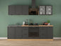 Junona Line Kitchen Furniture Set 260 cm – Graphite /Bernstein Oak with electrical appliances worktop and sink (Kopia)