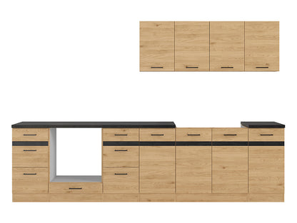 Junona Line Kitchen Furniture Set 300 cm – Bernstein Oak (With Worktop & Sink)
