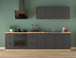Junona Line Kitchen Furniture Set 300 cm – Graphite & Bernstein Oak ( Without Worktop)