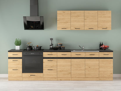Junona Line Kitchen Furniture Set 300 cm – Bernstein Oak (With Worktop & Sink)
