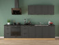 Junona Line Kitchen Furniture Set 300 cm – Graphite & Bernstein Oak (With Worktop & Sink)