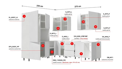 Corner Kitchen Set Edan – 230x275 cm, White