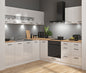 Junona Line Universal Corner Kitchen Furniture Set Left 220x240 cm or Right 240 x220 cm – Chalk Gloss (With Worktop, plinth and sink)