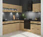 Junona Line Left-Hand Corner Kitchen Furniture Set 220x240 cm – Bernstein Oak with worktop and sink