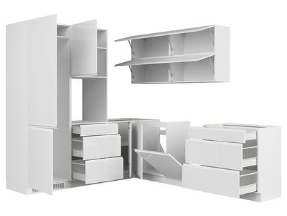 Family Line Sole Corner Kitchen Furniture Set 225x260 cm – White Gloss (Without Worktop)