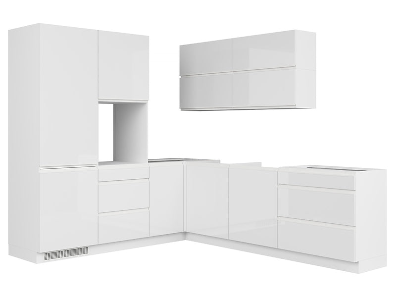 Family Line Sole Corner Kitchen Furniture Set 225x260 cm – White Gloss (Without Worktop)