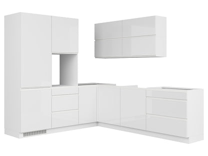Family Line Sole Corner Kitchen Furniture Set 225x260 cm – White Gloss (Without Worktop)