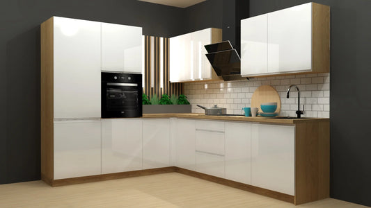 Corner Kitchen Set Sole – 230x275 cm, High Gloss White