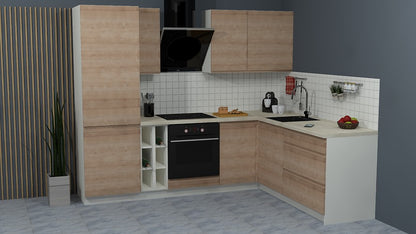 Family Line Sole Corner Kitchen Furniture Set 255x200 cm – Arlington Oak (Without Worktop & Plinth)