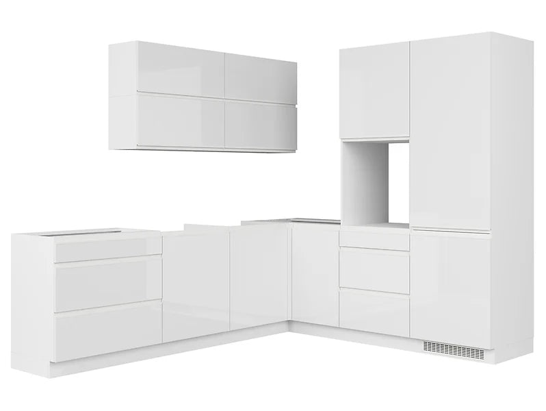 Family Line Sole Corner Kitchen Furniture Set 260x225 cm – White Gloss (Without Worktop)