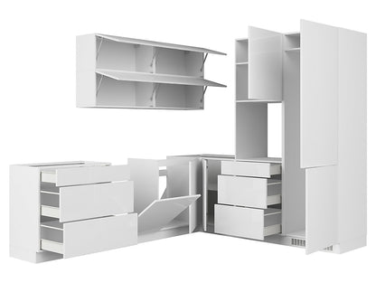 Family Line Sole Corner Kitchen Furniture Set 260x225 cm – White Gloss (Without Worktop)