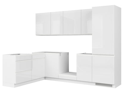 Family Line Sole Right-Hand Corner Kitchen Furniture Set 270x180 cm – White Gloss (Without Worktop)
