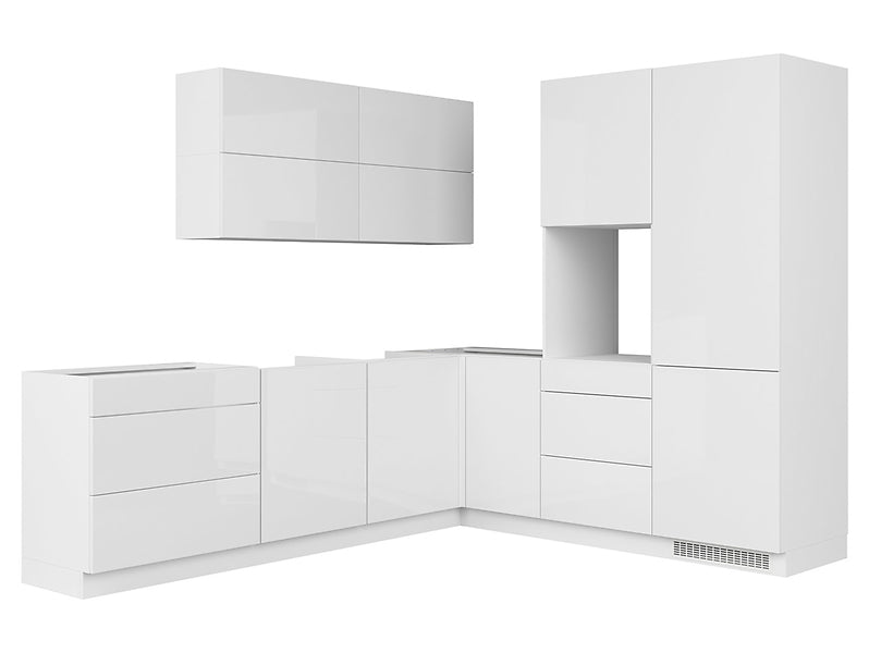 Family Line Top Line Right-Hand Corner Kitchen Furniture Set 260x225 cm – White High Gloss (Without Worktop &amp; Handles)