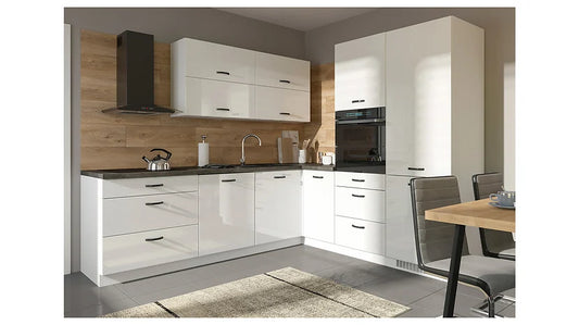 Family Line Top Line Right-Hand Corner Kitchen Furniture Set 260x225 cm – White High Gloss (Without Worktop &amp; Handles)
