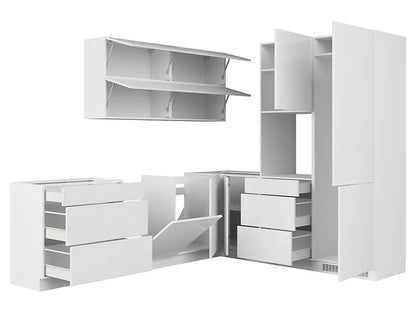Family Line Top Line Right-Hand Corner Kitchen Furniture Set 260x225 cm – White High Gloss (Without Worktop &amp; Handles)