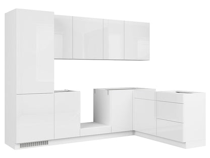 Family Line Top Line Left-Hand Corner Kitchen Furniture Set 270x180 cm – White High Gloss (Without Worktop & Handles)
