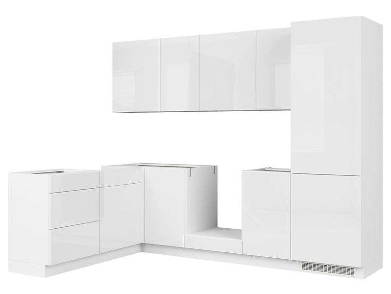 Family Line Top Line Right-Hand Corner Kitchen Furniture Set 270x180 cm – White High Gloss (Without Worktop &amp; Handles)