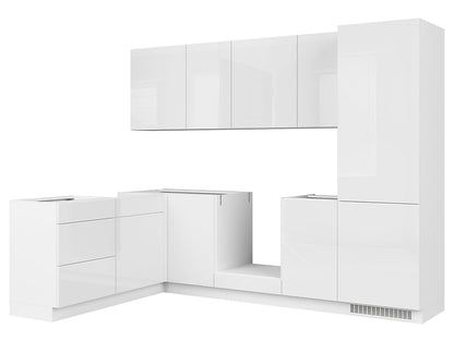 Family Line Top Line Right-Hand Corner Kitchen Furniture Set 270x180 cm – White High Gloss (Without Worktop &amp; Handles)