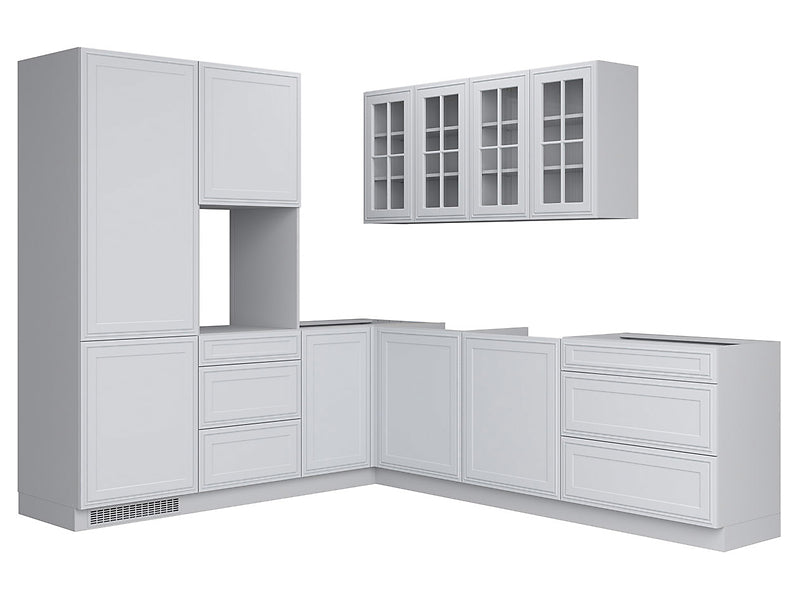 Family Line Verdi Left-Hand Corner Kitchen Furniture Set 225x260 cm – Light Gray Matte (Without Worktop)