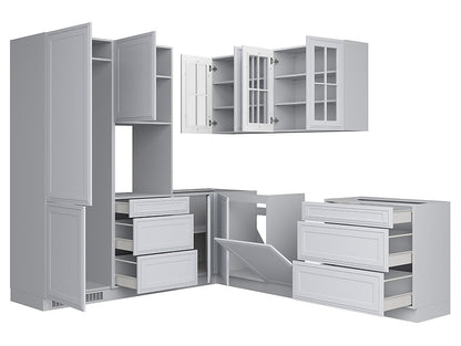 Family Line Verdi Left-Hand Corner Kitchen Furniture Set 225x260 cm – Light Gray Matte (Without Worktop)