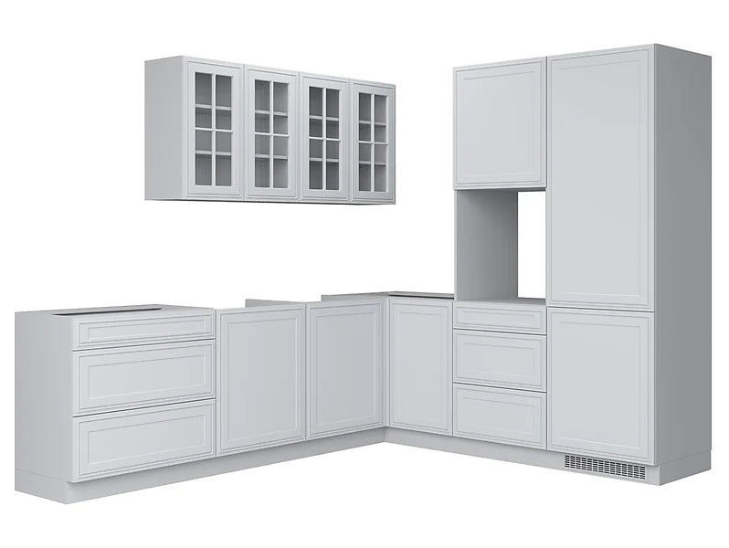 Family Line Verdi Right-Hand Corner Kitchen Furniture Set 260x225 cm – Light Gray Matte (Without Worktop)