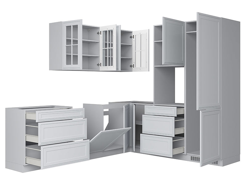 Family Line Verdi Right-Hand Corner Kitchen Furniture Set 260x225 cm – Light Gray Matte (Without Worktop)