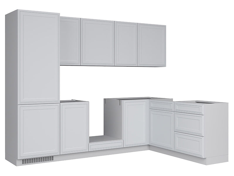 Family Line Verdi Left-Hand Corner Kitchen Furniture Set 270x180 cm – Light Gray Matte (Without Worktop)