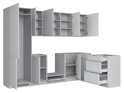 Family Line Verdi Left-Hand Corner Kitchen Furniture Set 270x180 cm – Light Gray Matte (Without Worktop)