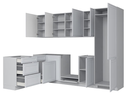 Family Line Verdi Right-Hand Corner Kitchen Furniture Set 270x180 cm – Light Gray Matte (Without Worktop)