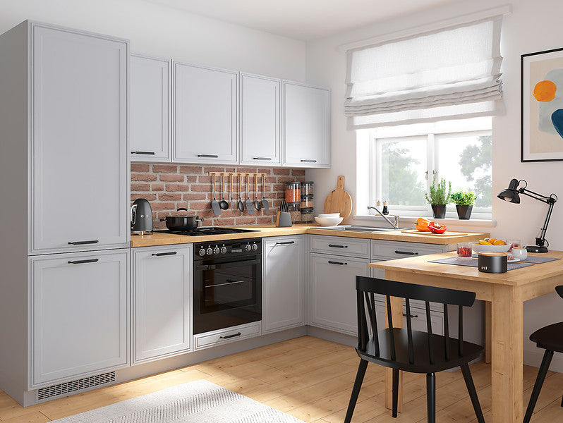 Family Line Verdi Left-Hand Corner Kitchen Furniture Set 270x180 cm – Light Gray Matte (Without Worktop)