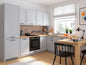 Family Line Verdi Left-Hand Corner Kitchen Furniture Set 270x180 cm – Light Gray Matte (Without Worktop)